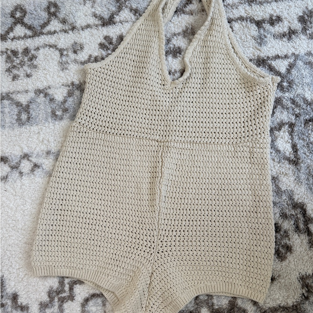 Free People Beach Clear Skies Sleeveless V-neck Sweater Romper